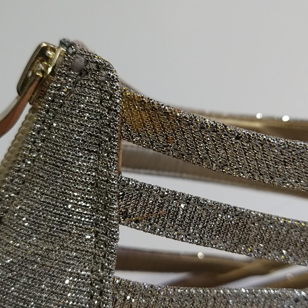 Kelly & Katie Gold/Silver Strappy Sparkle Heels - Picture 4 of 11